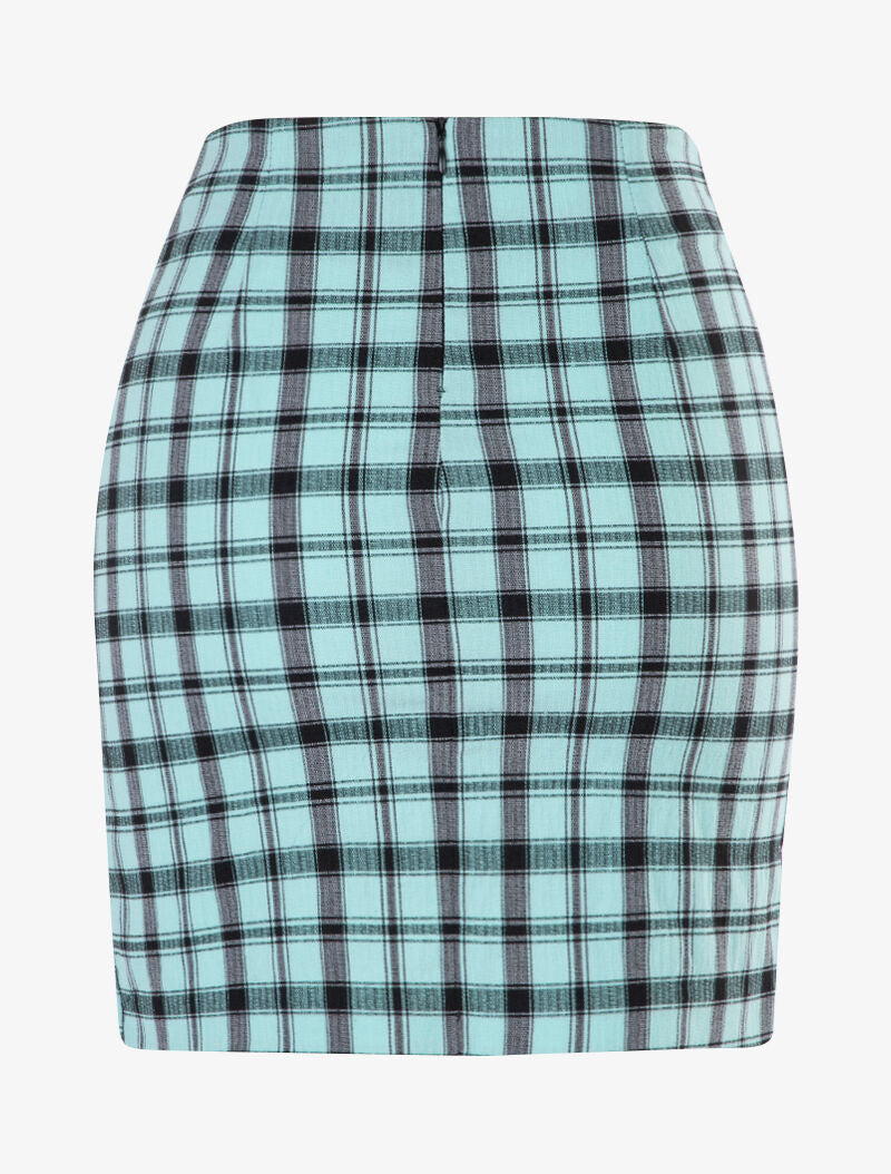 Mini jupe à imprimé tartan - turquoise - 2