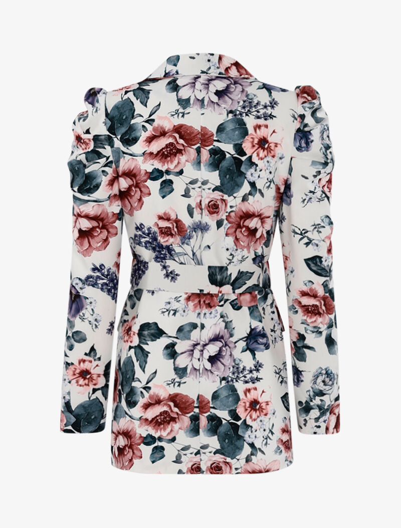 Blazer fleuri à manches gigot - noir - 2