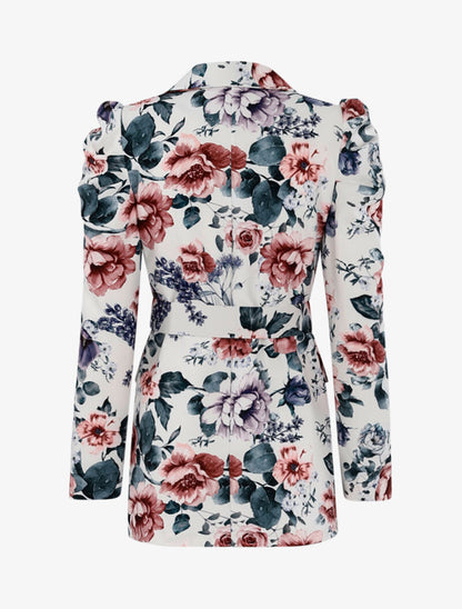 Blazer fleuri à manches gigot - noir - 2