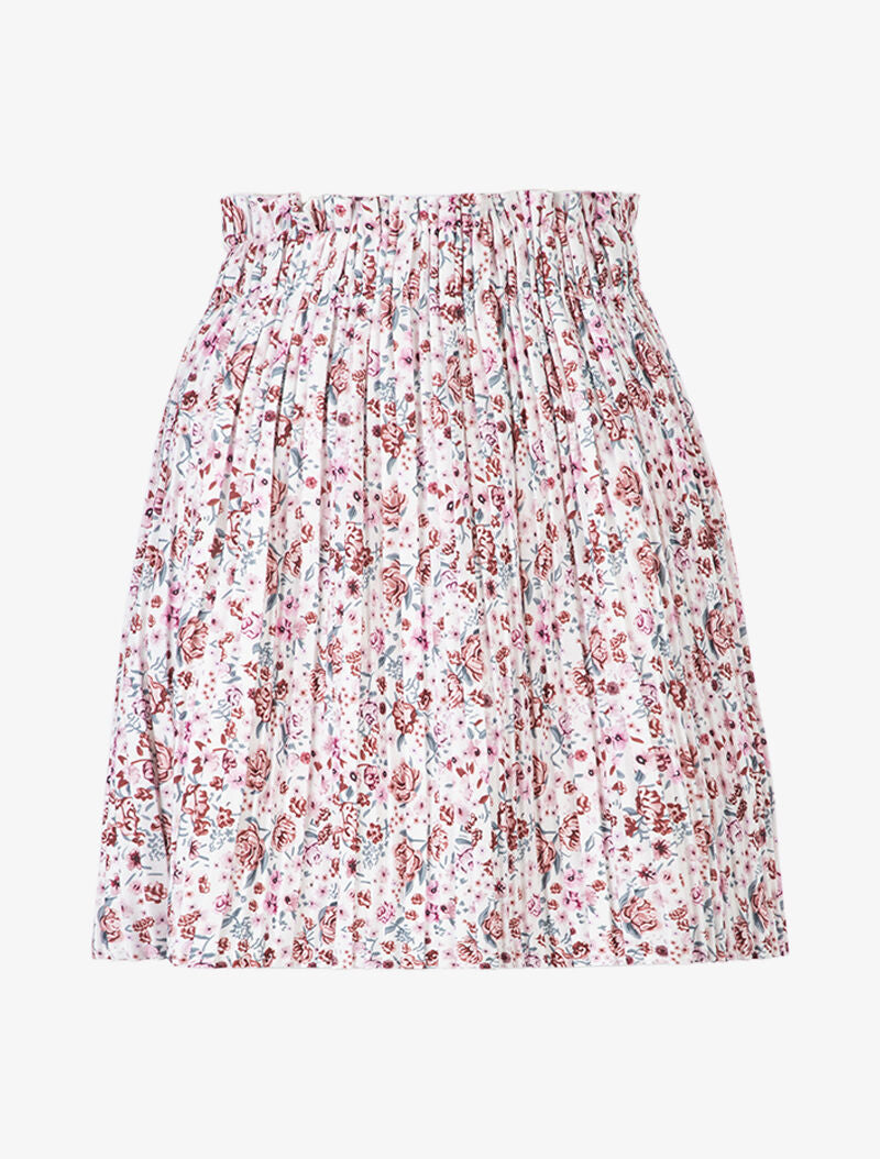 Jupe plissée à fleurs - blanc - 1