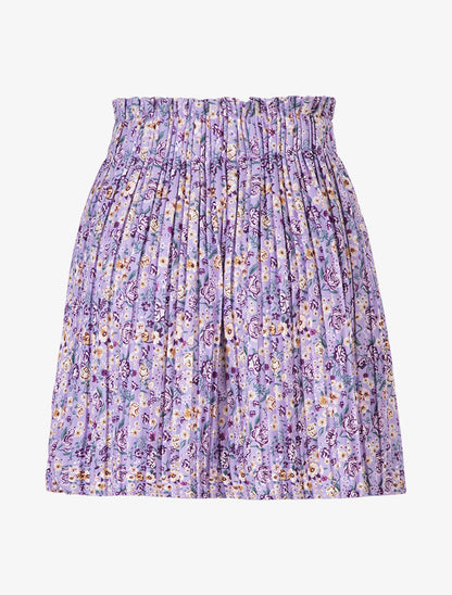 Jupe plissée à fleurs - violet - 2