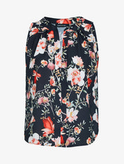 Top en voile à imprimé floral - noir - 1