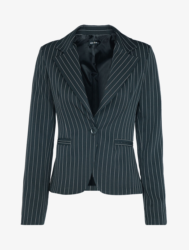 Blazer cintré à rayures - noir - 3