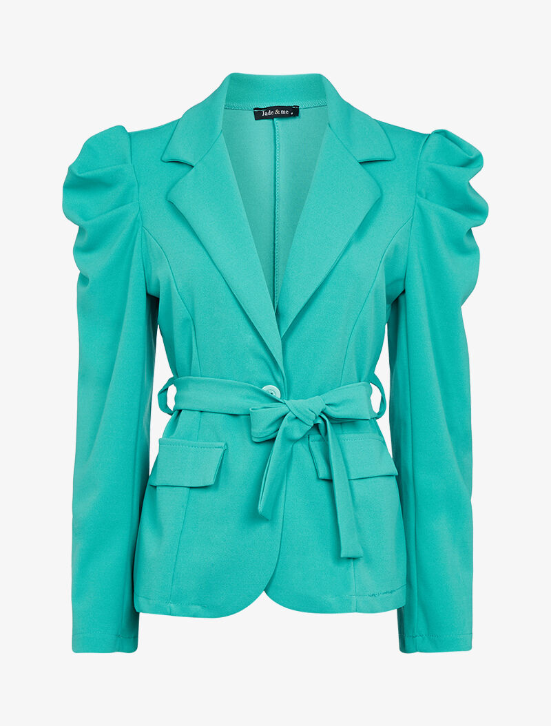 Veste cintrée à manches gigot - vert - 3