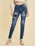 Jean à empiècements strassés - bleu denim - 1