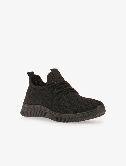Sneakers en tissu à lacets - noir - 2
