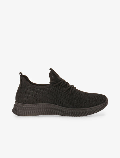 Sneakers en tissu à lacets - noir - 3