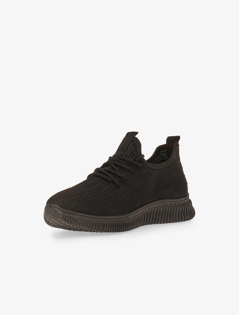 Sneakers en tissu à lacets - noir - 4