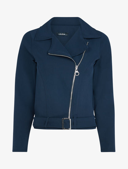 Veste zippée à bord ceinturé - marine - 1