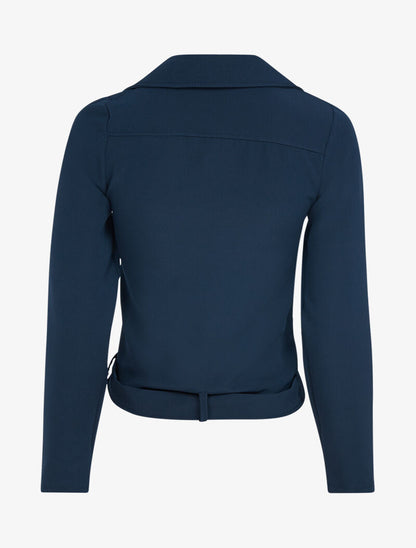 Veste zippée à bord ceinturé - marine - 2