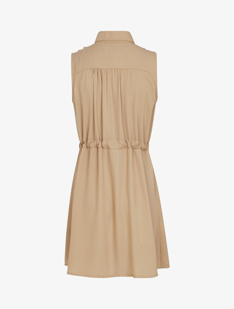 Robe sans manches en voile transparent - camel - 2