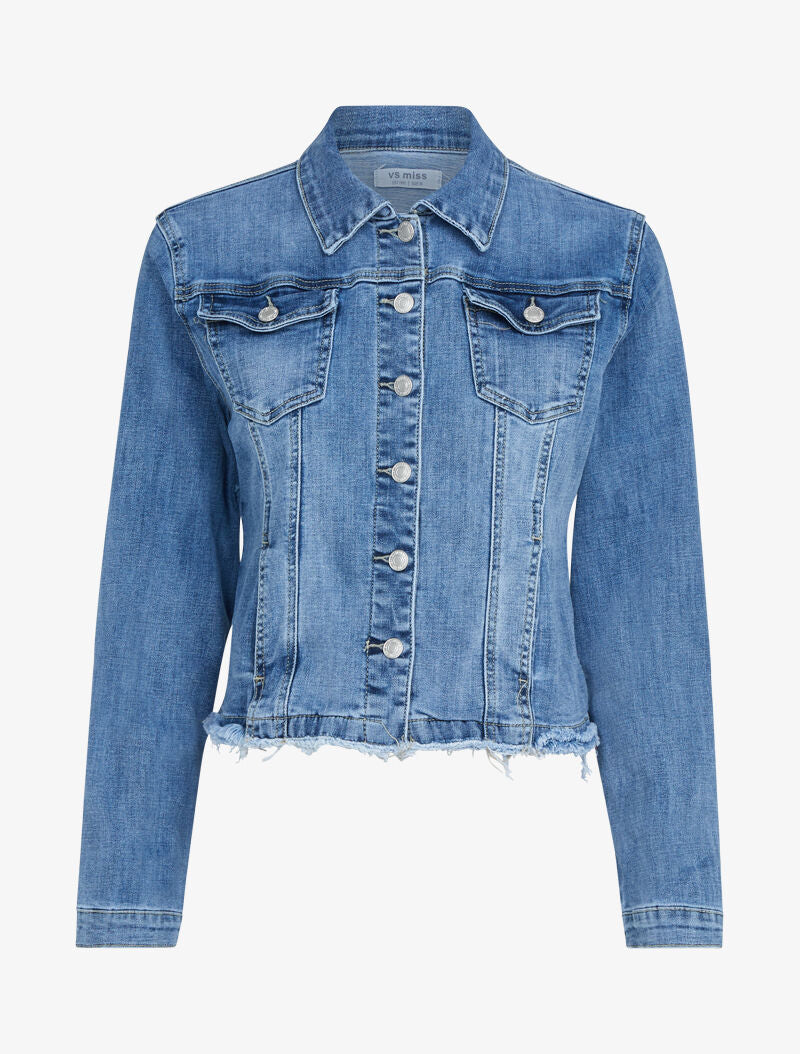 Vestes en jean à bord effiloché - bleu denim - 2
