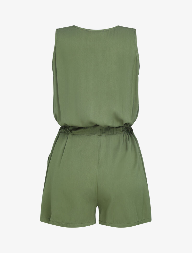 Combishort à zip contrastant - kaki - 3