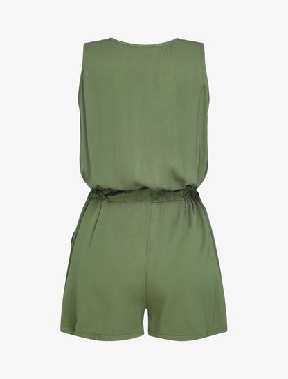 Combishort à zip contrastant - kaki - 3