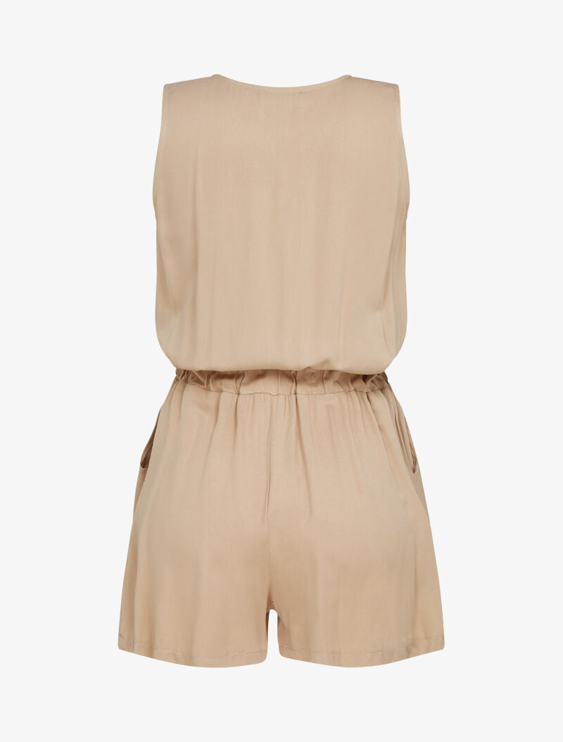 Combishort à zip contrastant - camel - 2