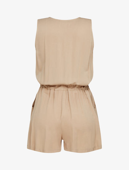 Combishort à zip contrastant - camel - 2