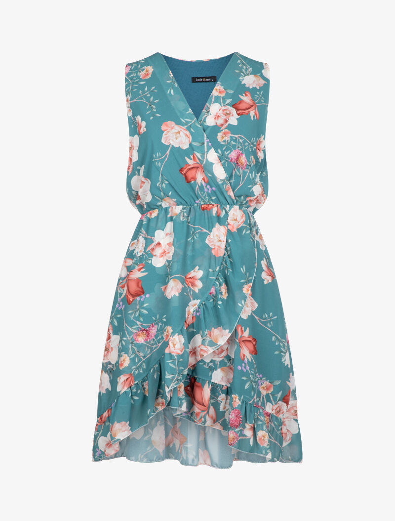 Robe portefeuille à imprimé floral - turquoise - 2