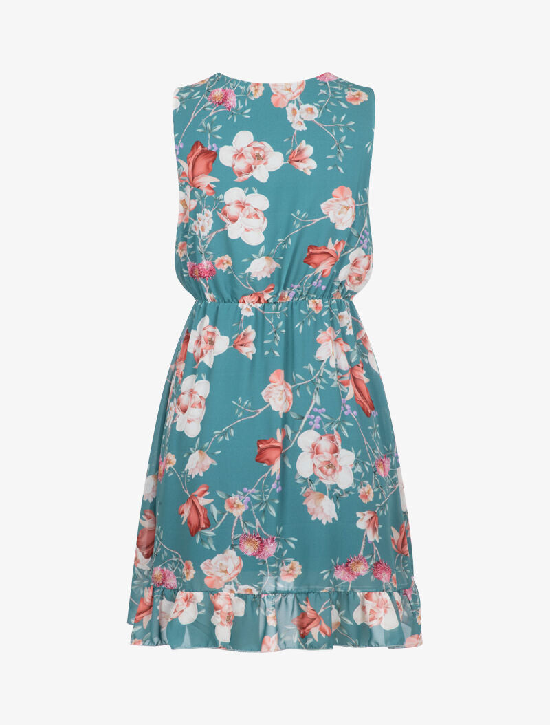 Robe portefeuille à imprimé floral - turquoise - 3