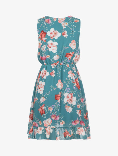 Robe portefeuille à imprimé floral - turquoise - 3