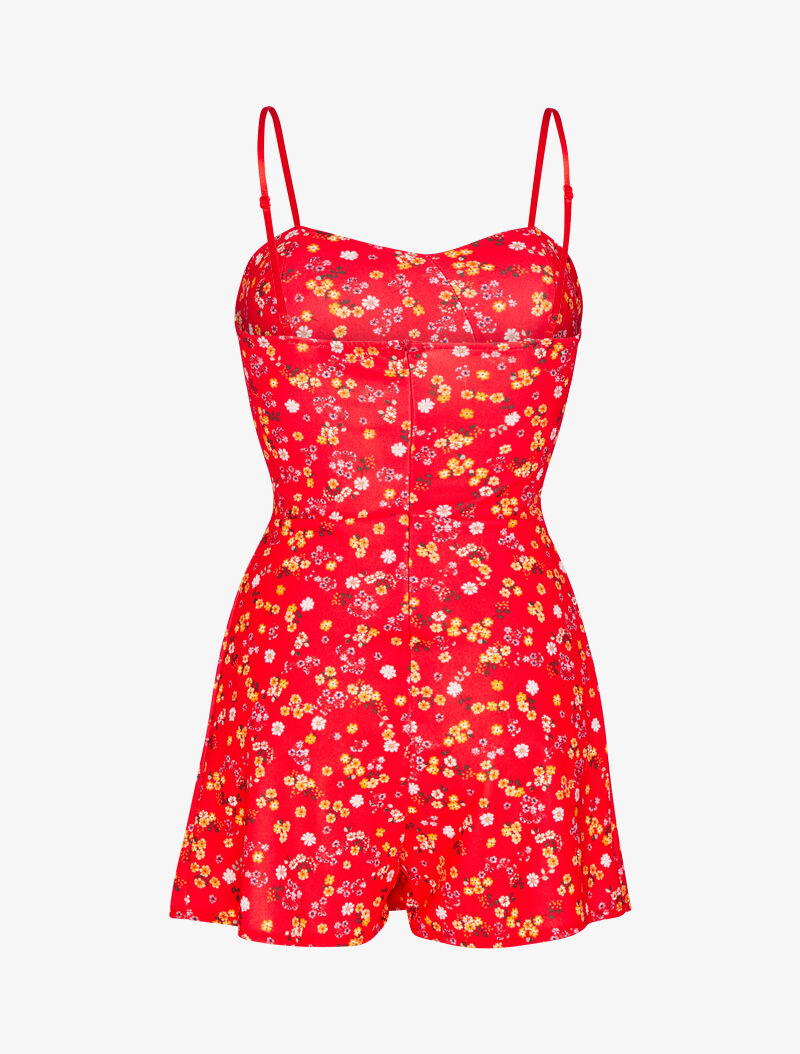 Combishort à imprimé petites fleurs - rouge - 3
