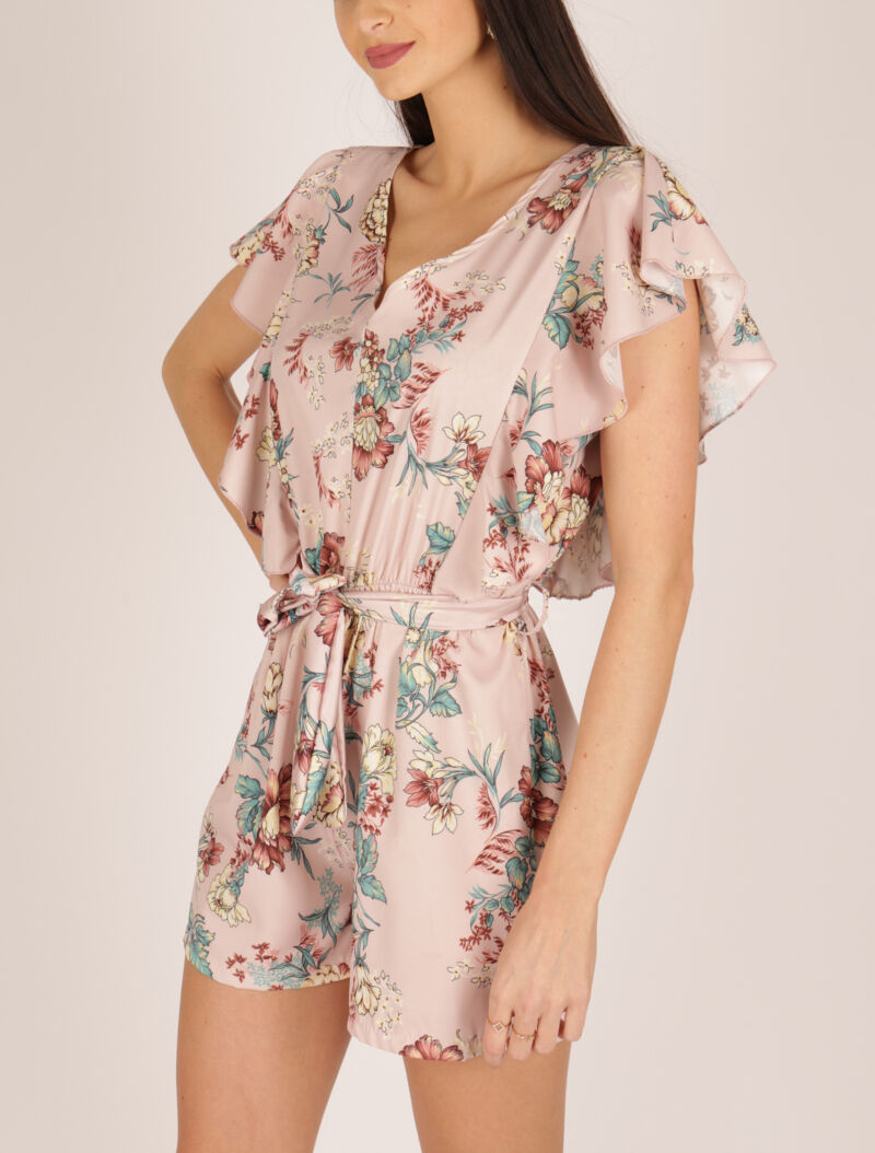 Combishort volanté à imprimés - rose - 1