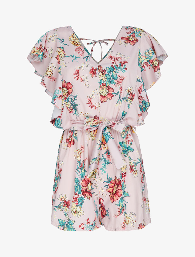 Combishort volanté à imprimés - rose - 2