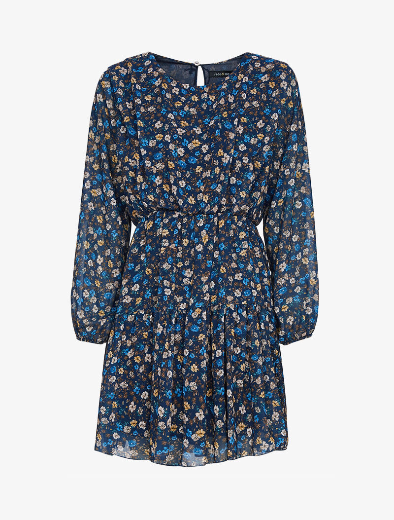 Robe patineuse à imprimé floral - marine - 2