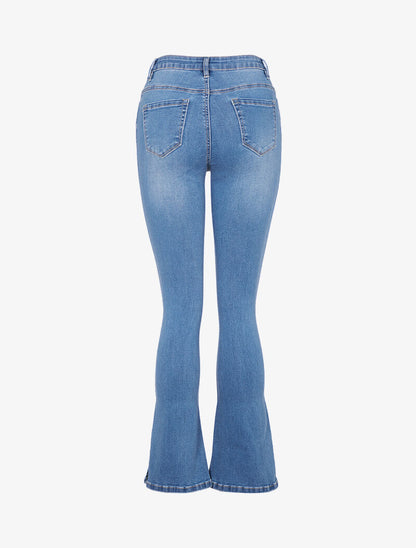 Jean flare à côtés fendus - bleu denim - 4
