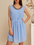 Robe coupe trapèze à col bijou - bleu ciel - 4