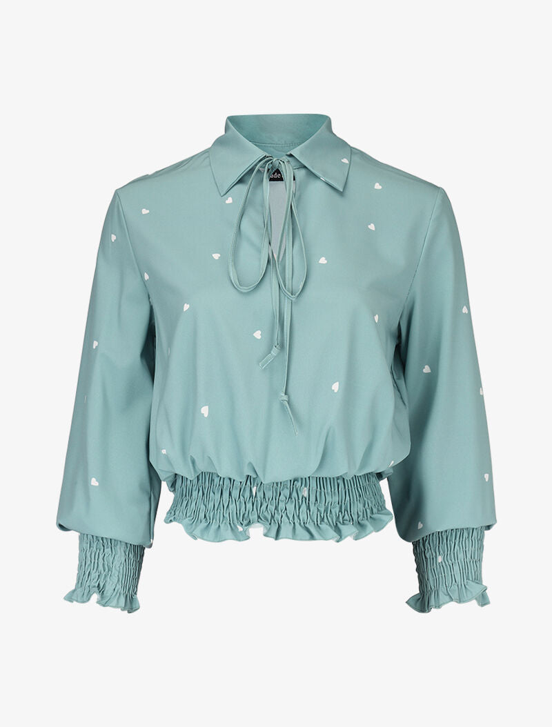 Crop top à imprimé coeurs - turquoise - 3