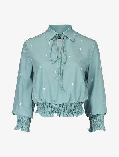 Crop top à imprimé coeurs - turquoise - 3