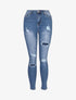 Jean skinny à déchirures doublées - denim clair - 1