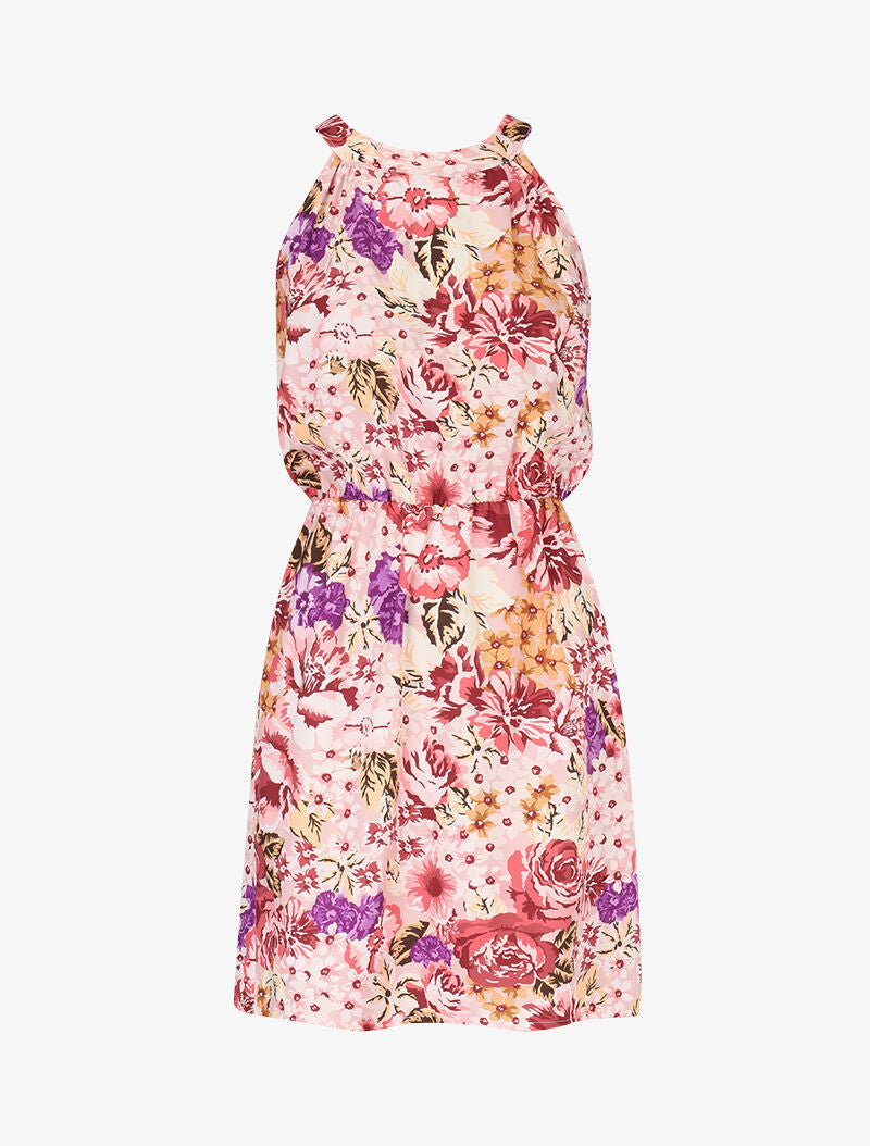 Robe fleurie à col américain - rose - 3