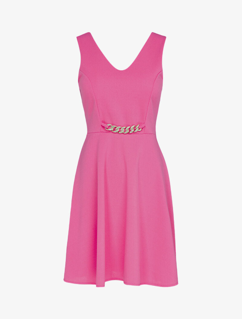 Robe patineuse à détail chaîne - fushia - 1