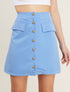 Mini jupe à boutons contrastants - bleu ciel - 1