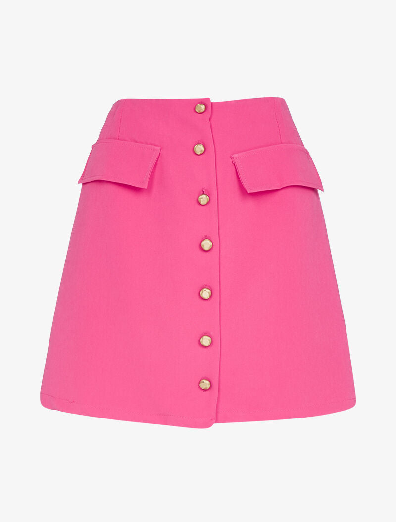 Mini jupe à boutons contrastants - fushia - 1