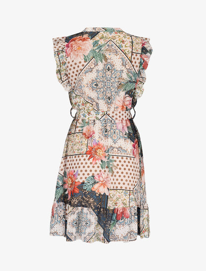 Robe volantée à imprimés - bleu - 2