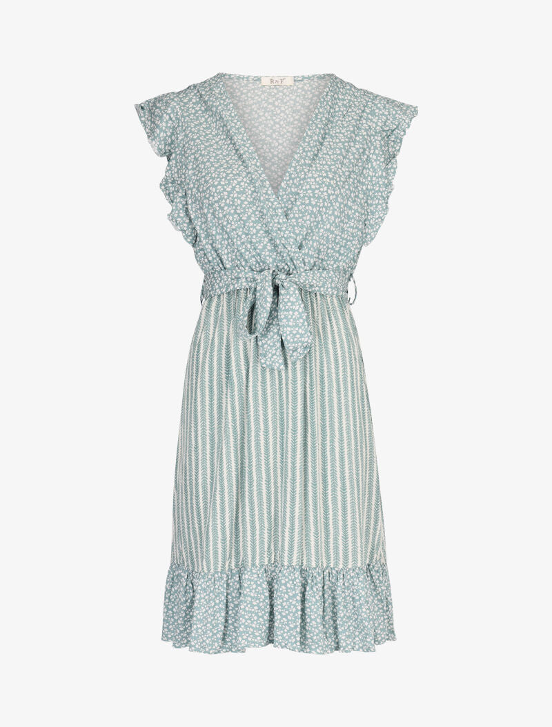 Robe légère à bords volantés et à imprimés - vert amande - 3