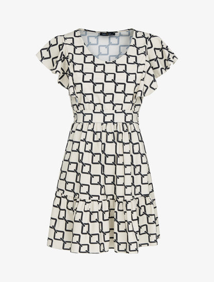 Robe volantée à imprimés - beige - 1