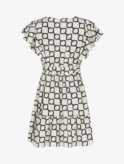 Robe volantée à imprimés - beige - 2