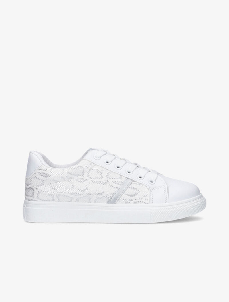 Sneakers à corps imprimé python - blanc - 6