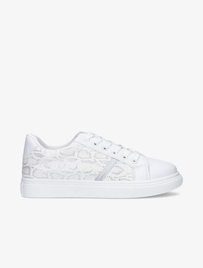 Sneakers à corps imprimé python - blanc - 6