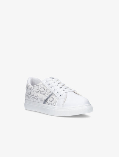 Sneakers à corps imprimé python - blanc - 2