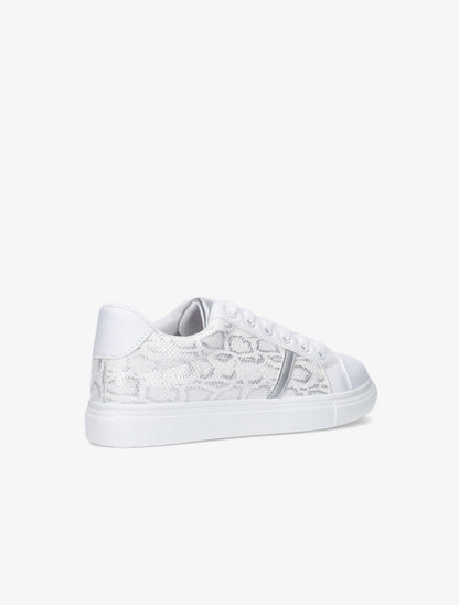 Sneakers à corps imprimé python - blanc - 4
