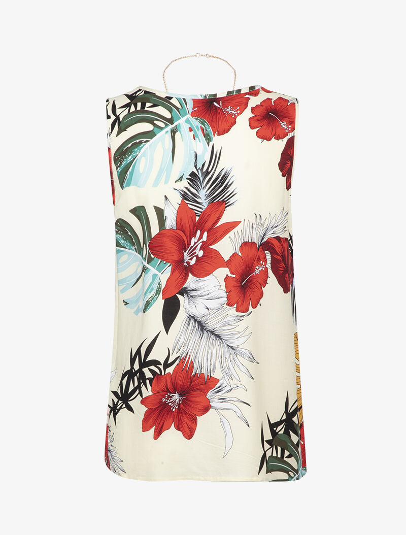 Top à imprimé tropical - beige - 2