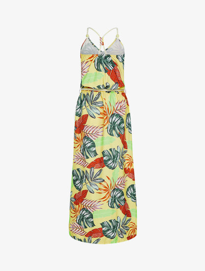Robe longue à imprimé tropical - jaune - 4
