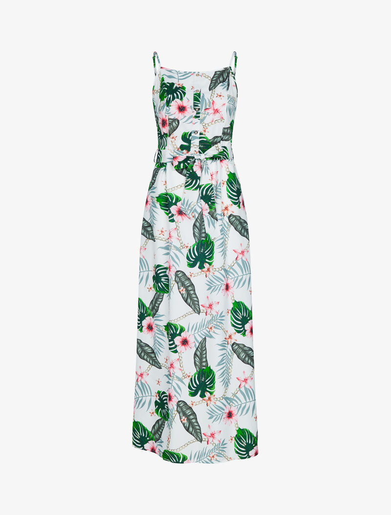 Robe à imprimés floral et chaînes - ecru - 3
