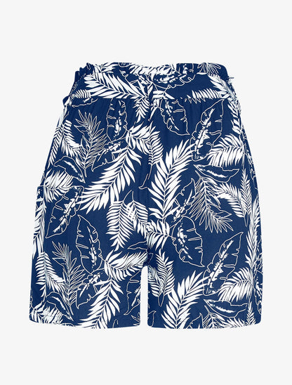 Short à imprimé feuillages - marine - 2