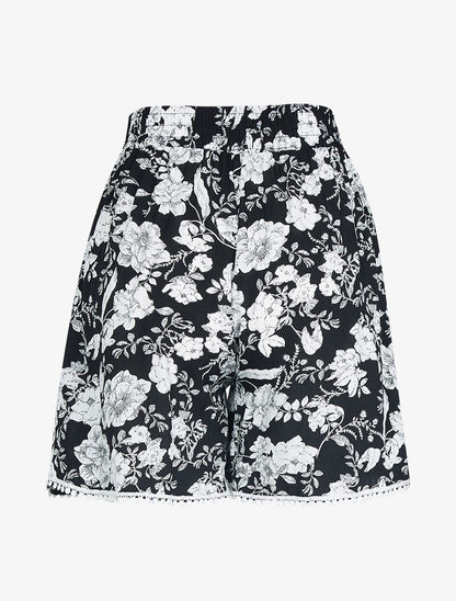Short ample à imprimé floral - noir - 2