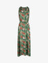 Robe imprimée à encolure montante volantée - vert - 1